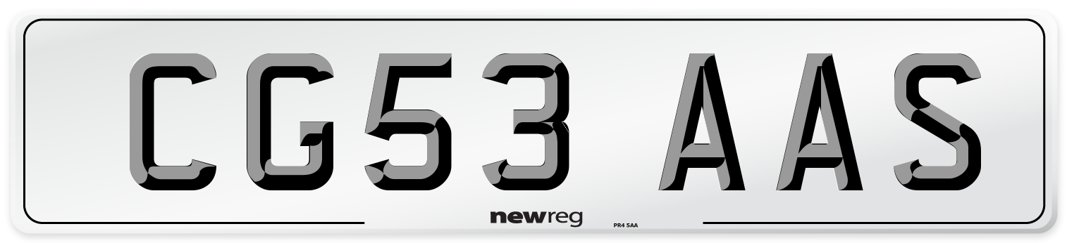 CG53 AAS Number Plate from New Reg